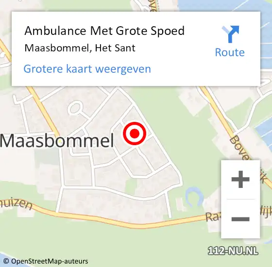 Locatie op kaart van de 112 melding: Ambulance Met Grote Spoed Naar Maasbommel, Het Sant op 19 juni 2017 03:41