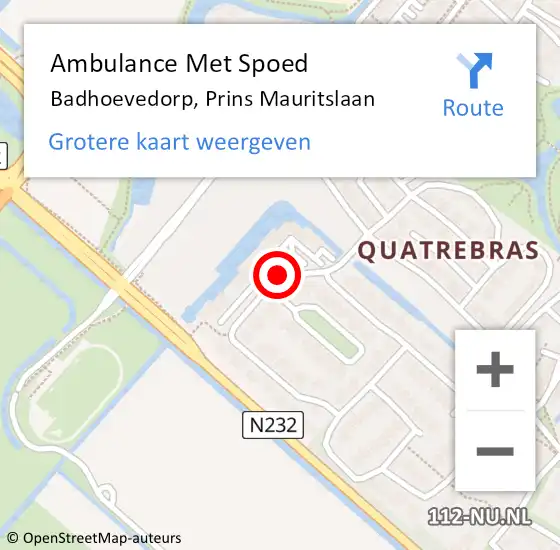 Locatie op kaart van de 112 melding: Ambulance Met Spoed Naar Badhoevedorp, Prins Mauritslaan op 19 juni 2017 07:15