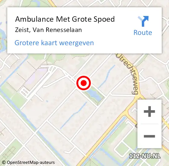 Locatie op kaart van de 112 melding: Ambulance Met Grote Spoed Naar Zeist, Van Renesselaan op 19 juni 2017 08:12