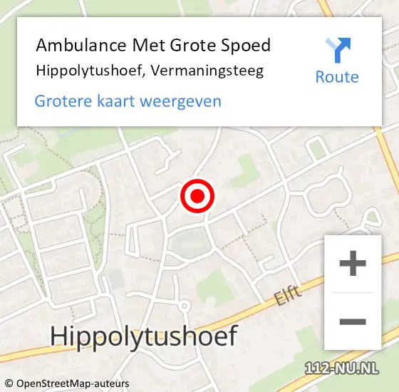 Locatie op kaart van de 112 melding: Ambulance Met Grote Spoed Naar Hippolytushoef, Vermaningsteeg op 19 juni 2017 08:17