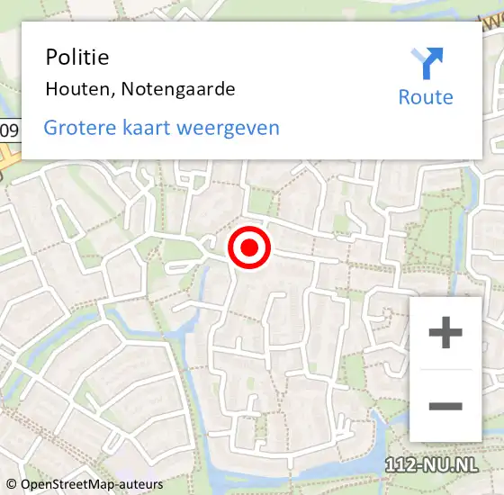 Locatie op kaart van de 112 melding: Politie Houten, Notengaarde op 19 juni 2017 08:41