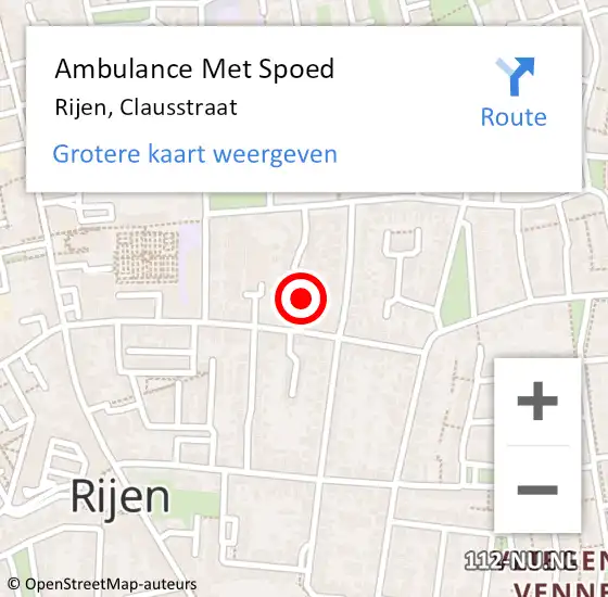 Locatie op kaart van de 112 melding: Ambulance Met Spoed Naar Rijen, Clausstraat op 19 juni 2017 08:41