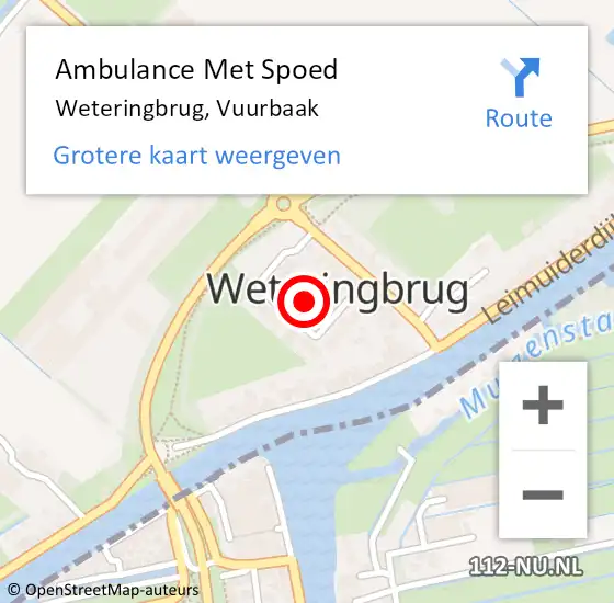 Locatie op kaart van de 112 melding: Ambulance Met Spoed Naar Weteringbrug, Vuurbaak op 19 juni 2017 08:56