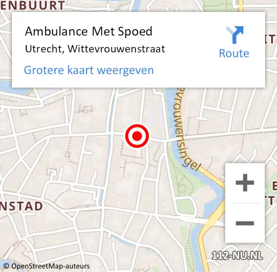 Locatie op kaart van de 112 melding: Ambulance Met Spoed Naar Utrecht, Wittevrouwenstraat op 19 juni 2017 10:11