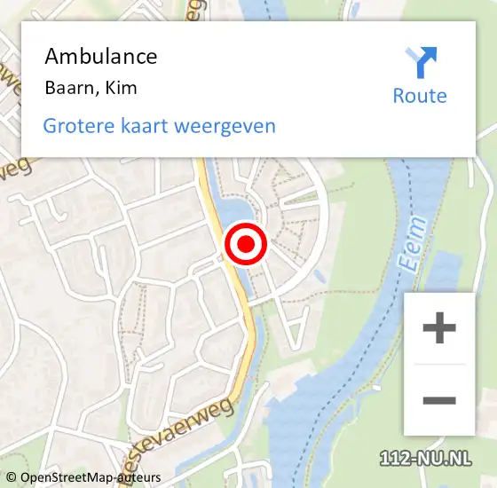 Locatie op kaart van de 112 melding: Ambulance Baarn, Kim op 19 juni 2017 10:45