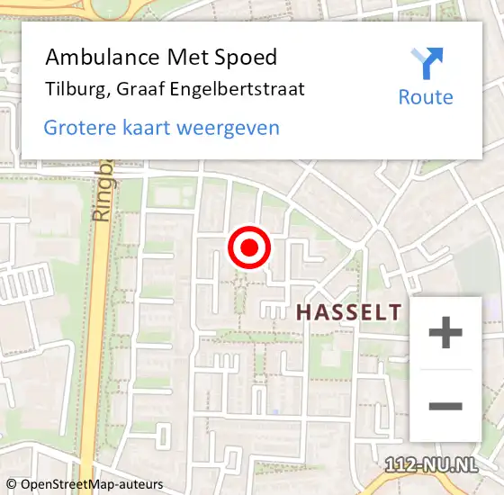 Locatie op kaart van de 112 melding: Ambulance Met Spoed Naar Tilburg, Graaf Engelbertstraat op 19 juni 2017 11:38