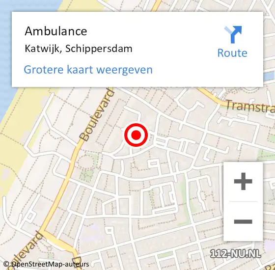 Locatie op kaart van de 112 melding: Ambulance Katwijk, Schippersdam op 19 juni 2017 12:05