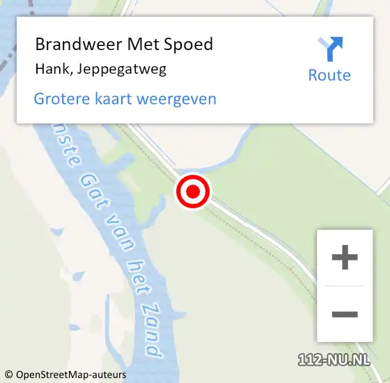 Locatie op kaart van de 112 melding: Brandweer Met Spoed Naar Hank, Jeppegatweg op 19 juni 2017 12:10