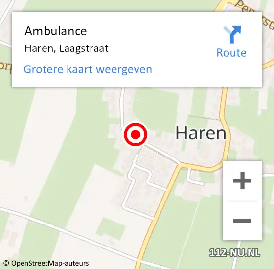 Locatie op kaart van de 112 melding: Ambulance Haren, Laagstraat op 19 juni 2017 12:16