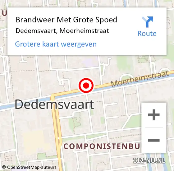 Locatie op kaart van de 112 melding: Brandweer Met Grote Spoed Naar Dedemsvaart, Moerheimstraat op 19 juni 2017 12:16