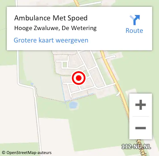 Locatie op kaart van de 112 melding: Ambulance Met Spoed Naar Hooge Zwaluwe, De Wetering op 19 juni 2017 12:23