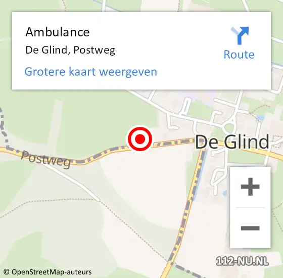 Locatie op kaart van de 112 melding: Ambulance De Glind, Postweg op 19 juni 2017 12:24