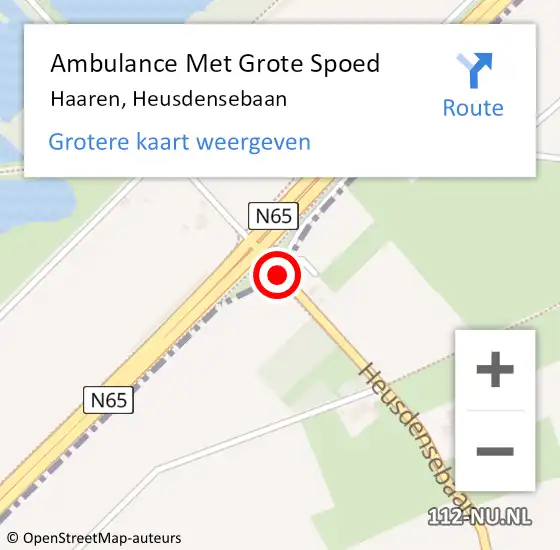 Locatie op kaart van de 112 melding: Ambulance Met Grote Spoed Naar Haaren, Heusdensebaan op 19 juni 2017 12:32