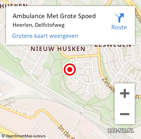 Locatie op kaart van de 112 melding: Ambulance Met Grote Spoed Naar Heerlen, Delfstofweg op 24 januari 2014 10:55