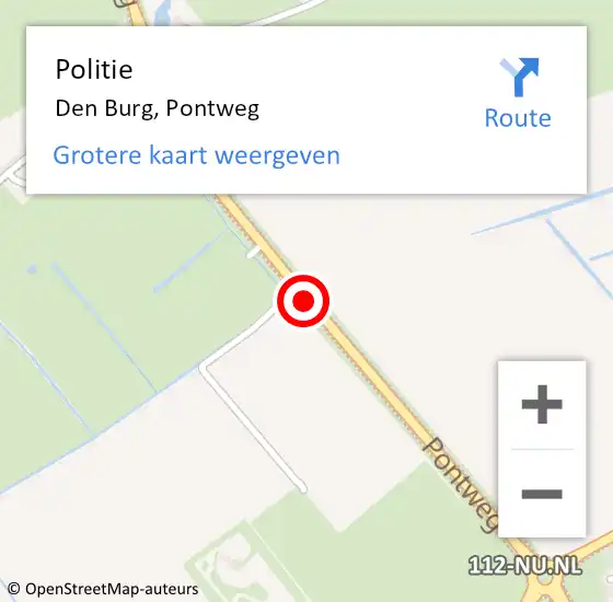 Locatie op kaart van de 112 melding: Politie Den Burg, Pontweg op 19 juni 2017 13:16
