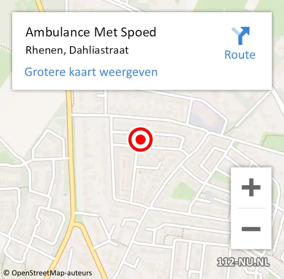 Locatie op kaart van de 112 melding: Ambulance Met Spoed Naar Rhenen, Dahliastraat op 19 juni 2017 13:52