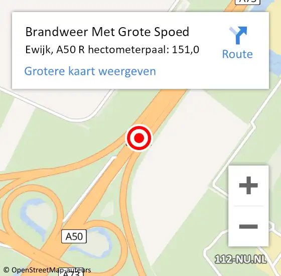 Locatie op kaart van de 112 melding: Brandweer Met Grote Spoed Naar Ewijk, A50 R op 19 juni 2017 14:02