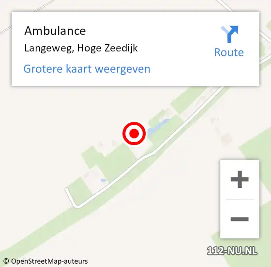 Locatie op kaart van de 112 melding: Ambulance Langeweg, Hoge Zeedijk op 24 januari 2014 11:05