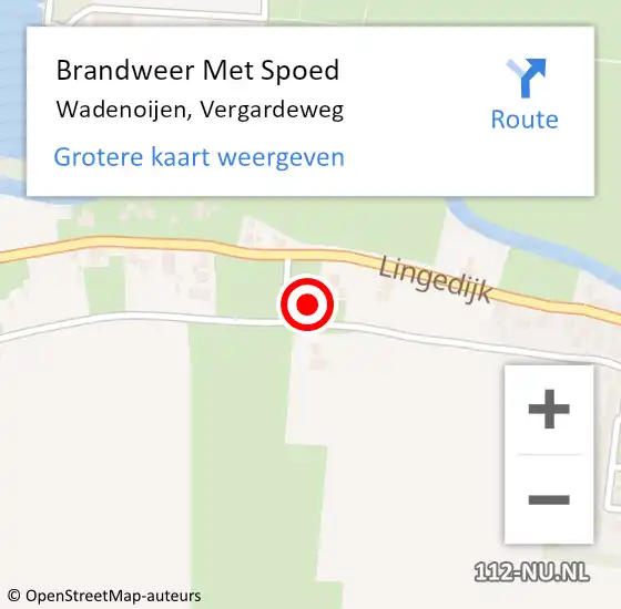 Locatie op kaart van de 112 melding: Brandweer Met Spoed Naar Wadenoijen, Vergardeweg op 19 juni 2017 15:03