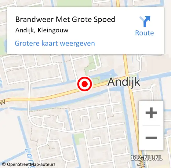 Locatie op kaart van de 112 melding: Brandweer Met Grote Spoed Naar Andijk, Kleingouw op 19 juni 2017 15:18