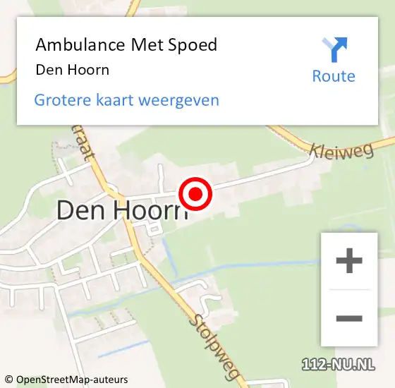 Locatie op kaart van de 112 melding: Ambulance Met Spoed Naar Den Hoorn op 19 juni 2017 16:08