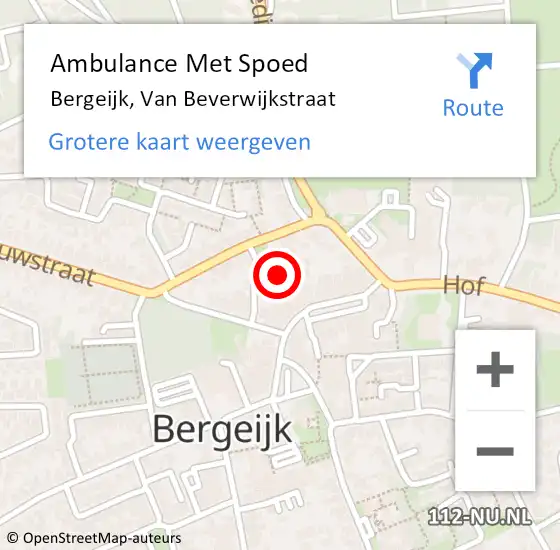 Locatie op kaart van de 112 melding: Ambulance Met Spoed Naar Bergeijk, Van Beverwijkstraat op 19 juni 2017 16:36