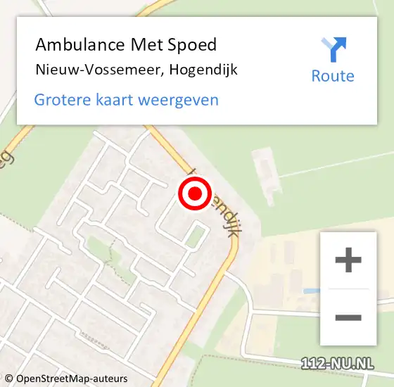 Locatie op kaart van de 112 melding: Ambulance Met Spoed Naar Nieuw-Vossemeer, Hogendijk op 19 juni 2017 17:12