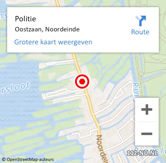 Locatie op kaart van de 112 melding: Politie Oostzaan, Noordeinde op 19 juni 2017 17:13