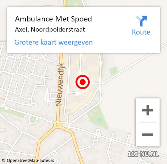 Locatie op kaart van de 112 melding: Ambulance Met Spoed Naar Axel, Noordpolderstraat op 19 juni 2017 17:22