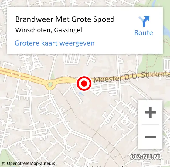 Locatie op kaart van de 112 melding: Brandweer Met Grote Spoed Naar Winschoten, Gassingel op 19 juni 2017 17:35