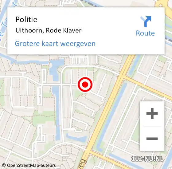 Locatie op kaart van de 112 melding: Politie Uithoorn, Rode Klaver op 19 juni 2017 17:44