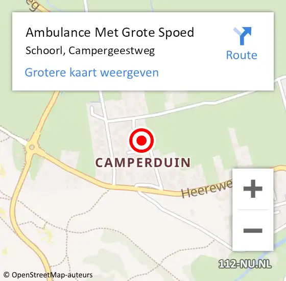 Locatie op kaart van de 112 melding: Ambulance Met Grote Spoed Naar Schoorl, Campergeestweg op 19 juni 2017 18:06