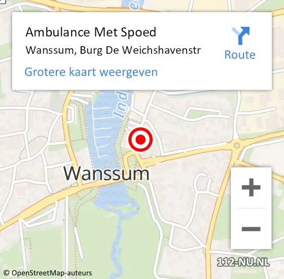 Locatie op kaart van de 112 melding: Ambulance Met Spoed Naar Wanssum, Burg De Weichshavenstr op 19 juni 2017 18:18