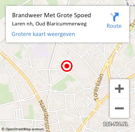 Locatie op kaart van de 112 melding: Brandweer Met Grote Spoed Naar Laren nh, Oud Blaricummerweg op 19 juni 2017 18:33