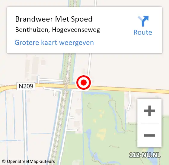 Locatie op kaart van de 112 melding: Brandweer Met Spoed Naar Benthuizen, Hogeveenseweg op 19 juni 2017 18:35