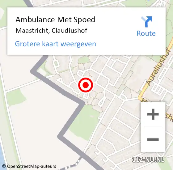 Locatie op kaart van de 112 melding: Ambulance Met Spoed Naar Maastricht, Claudiushof op 24 januari 2014 11:34