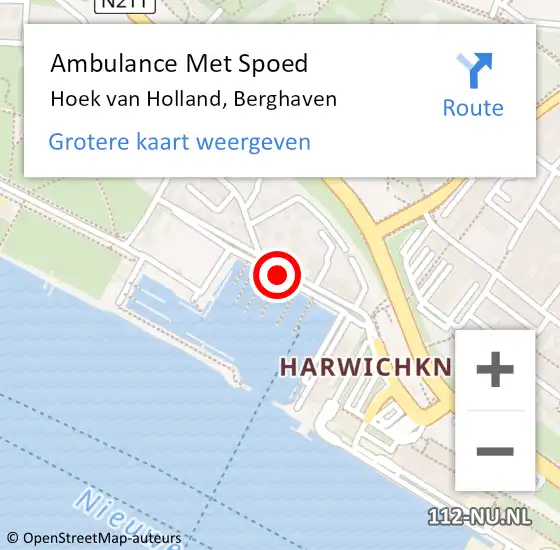 Locatie op kaart van de 112 melding: Ambulance Met Spoed Naar Hoek van Holland, Berghaven op 19 juni 2017 18:55