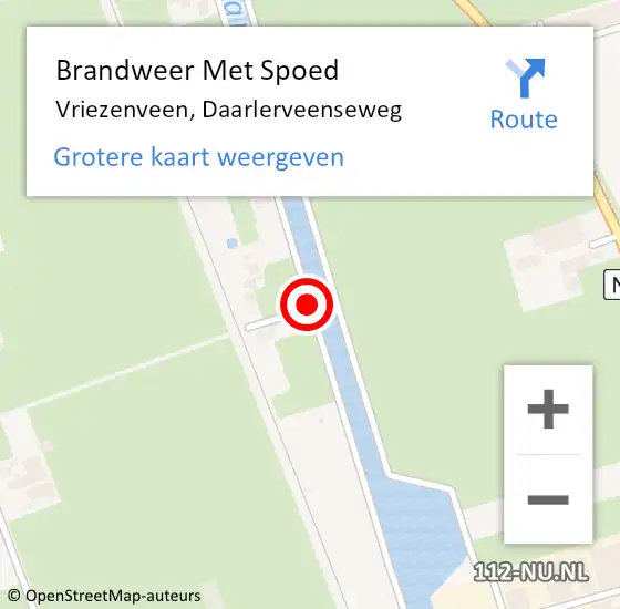 Locatie op kaart van de 112 melding: Brandweer Met Spoed Naar Vriezenveen, Daarlerveenseweg op 19 juni 2017 19:24