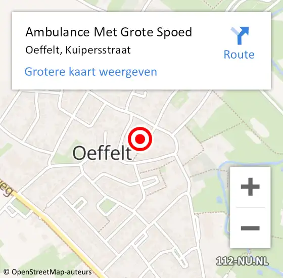 Locatie op kaart van de 112 melding: Ambulance Met Grote Spoed Naar Oeffelt, Kuipersstraat op 19 juni 2017 19:25