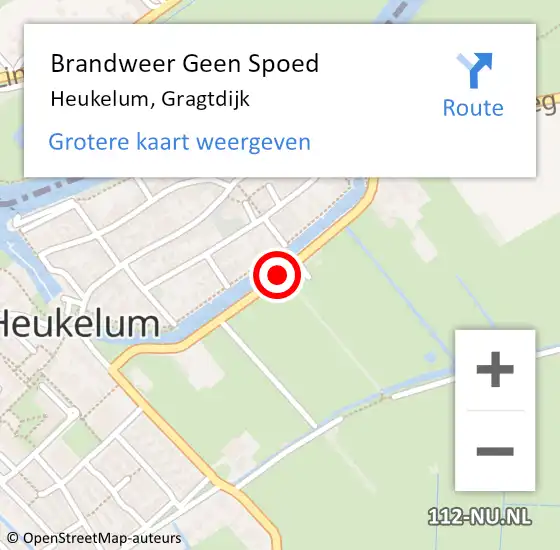 Locatie op kaart van de 112 melding: Brandweer Geen Spoed Naar Heukelum, Gragtdijk op 19 juni 2017 19:42