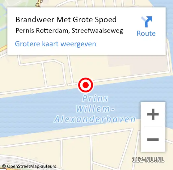 Locatie op kaart van de 112 melding: Brandweer Met Grote Spoed Naar Pernis Rotterdam, Streefwaalseweg op 19 juni 2017 19:43