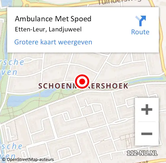 Locatie op kaart van de 112 melding: Ambulance Met Spoed Naar Etten-Leur, Landjuweel op 19 juni 2017 19:54