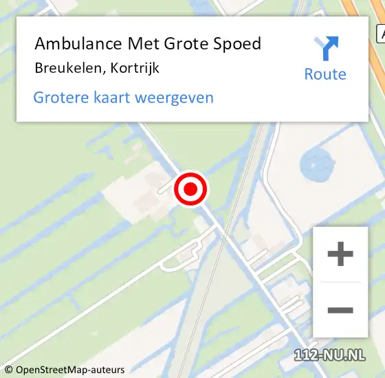 Locatie op kaart van de 112 melding: Ambulance Met Grote Spoed Naar Breukelen, Kortrijk op 19 juni 2017 19:56