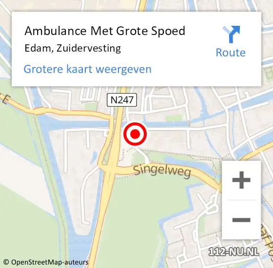 Locatie op kaart van de 112 melding: Ambulance Met Grote Spoed Naar Edam, Zuidervesting op 19 juni 2017 19:58