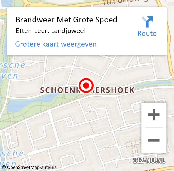 Locatie op kaart van de 112 melding: Brandweer Met Grote Spoed Naar Etten-Leur, Landjuweel op 19 juni 2017 20:00