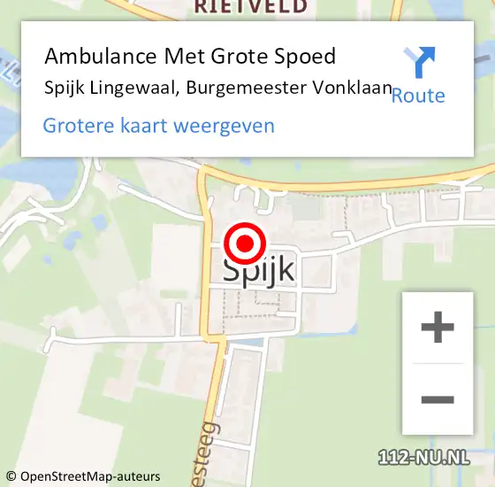 Locatie op kaart van de 112 melding: Ambulance Met Grote Spoed Naar Spijk Lingewaal, Burgemeester Vonklaan op 19 juni 2017 22:01