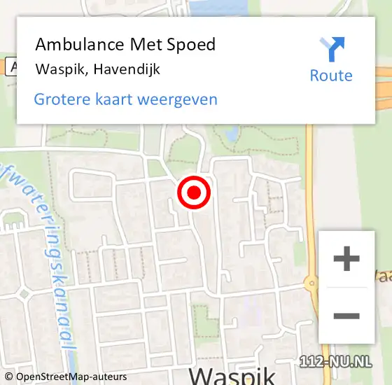 Locatie op kaart van de 112 melding: Ambulance Met Spoed Naar Waspik, Havendijk op 19 juni 2017 22:16