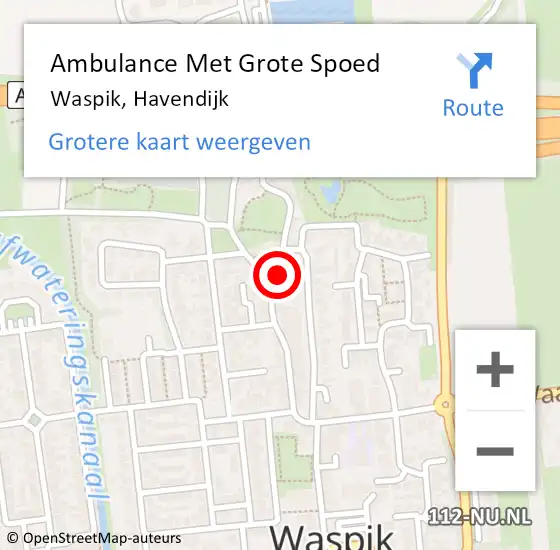 Locatie op kaart van de 112 melding: Ambulance Met Grote Spoed Naar Waspik, Havendijk op 19 juni 2017 22:18