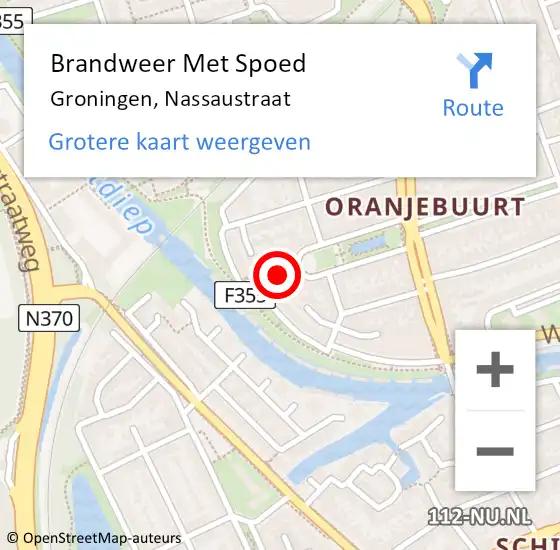 Locatie op kaart van de 112 melding: Brandweer Met Spoed Naar Groningen, Nassaustraat op 19 juni 2017 22:39