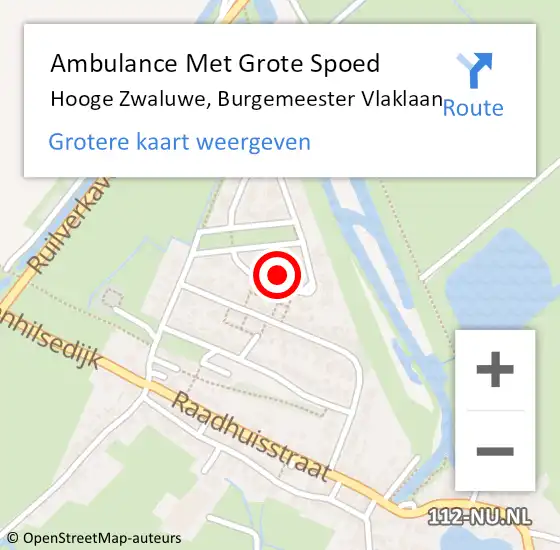 Locatie op kaart van de 112 melding: Ambulance Met Grote Spoed Naar Hooge Zwaluwe, Burgemeester Vlaklaan op 19 juni 2017 22:48